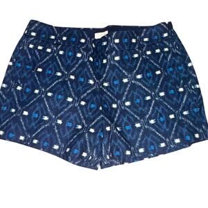 J.Crew 100% Cotton Printed Shorts | Blue Geometric | Casual Summer sz8